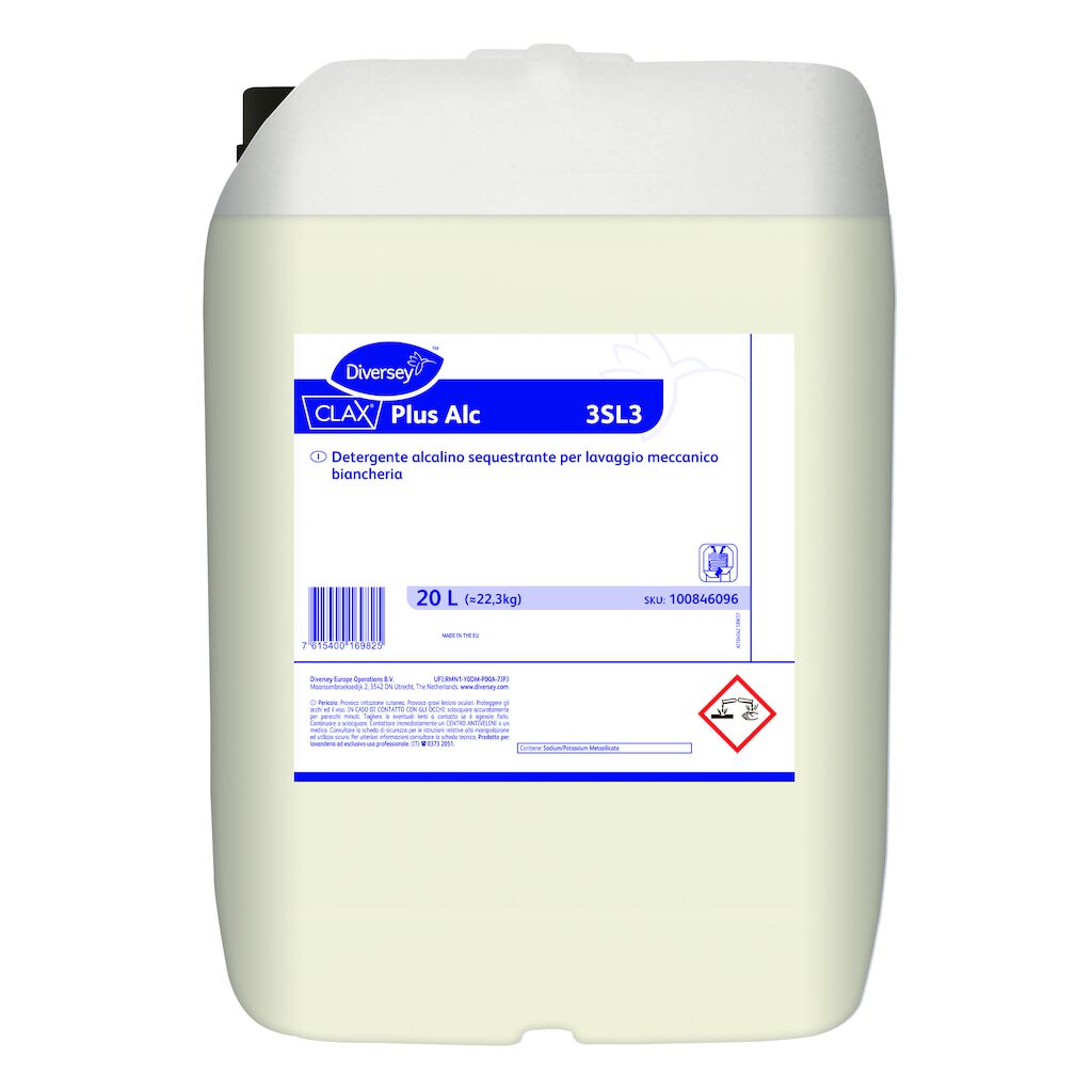 Clax Plus Alc 3SL3 20L - Detergente alcalino sequestrante per lavaggio meccanico biancheria