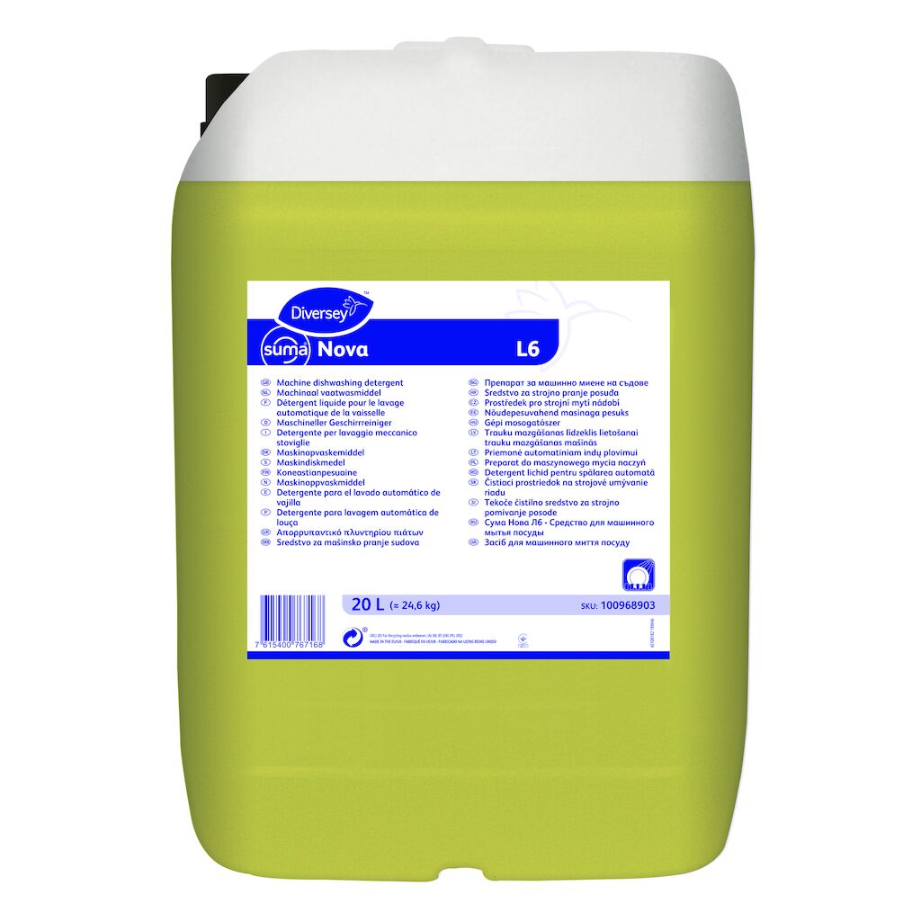 Suma Nova L6 20L - Detergente liquido per lavaggio meccanico stoviglie per acque dure