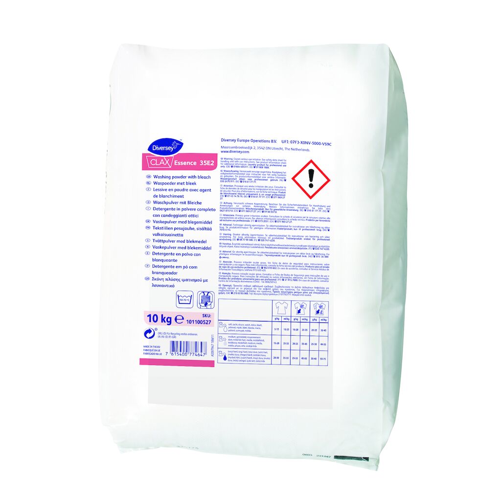 Clax Essence 35E2 10kg - Detergente in polvere per il lavaggio della biancheria – privo di fosfati