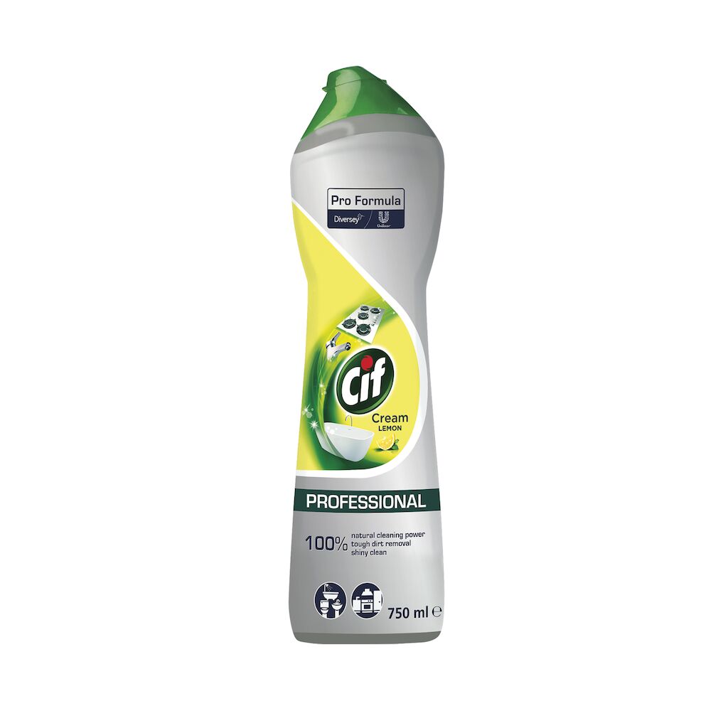Cif Crema Limone 8x0.75L - Detergente liquido cremoso per le superfici lavabili di bagno e cucina