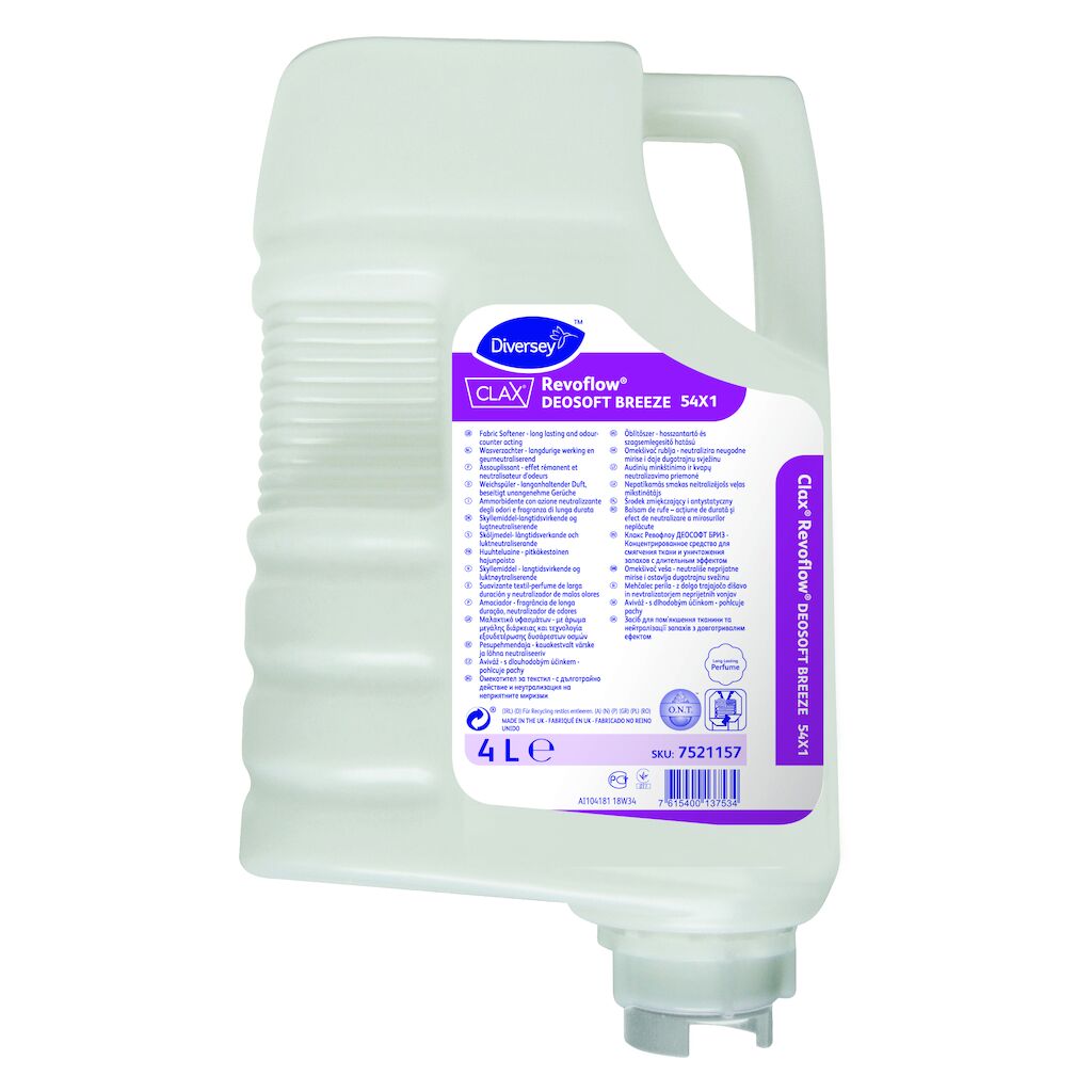 Clax Revoflow DEOSOFT BREEZE 54X1 2x4L - Ammorbidente altamente concentrato – con tecnologia neutralizzante degli odori