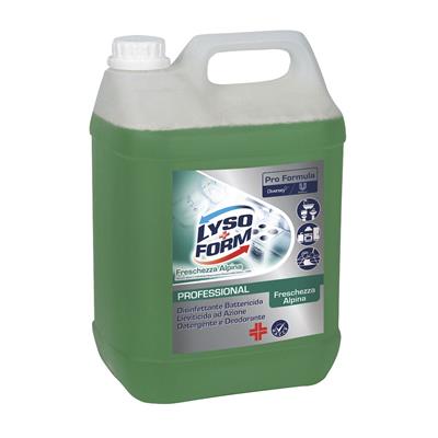 Lysoform Pro Formulae Freschezza Alpina 2x5L - Disinfettante battericida lieviticida ad azione detergente e deodorante