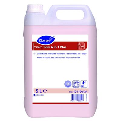 TASKI Sani 4 in 1 Plus 2x5L - Detergente, disinfettante, deodorante e disincrostante per il bagno